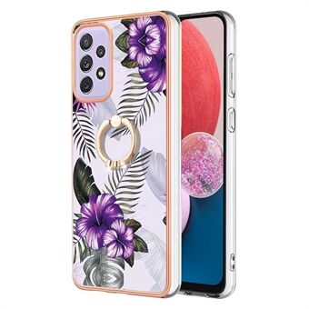 För Samsung Galaxy A33 5G YB IMD Series-6 Marble Pattern Välskyddat TPU-fodral med Ring Kickstand IMD Back Cover