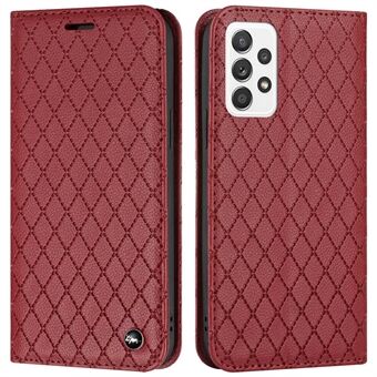 Plånbokstelefonfodral för Samsung Galaxy A33 5G Rhombus präglad folio Flip Cover Litchi Texture PU- Stand med RFID-blockeringsfunktion