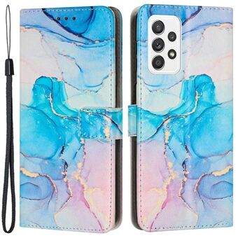 För Samsung Galaxy A33 5G PU Läder Marmormönster Utskrift Telefonfodral Anti-drop Flip Stand Plånboksfodral