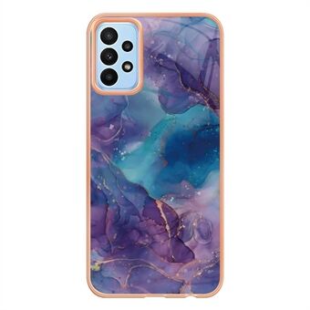 YB IMD Series-16 Style E för Samsung Galaxy A33 5G IMD marmormönster Stötsäkert telefonfodral Elektropleringsram 2,0 mm mjukt TPU-skal