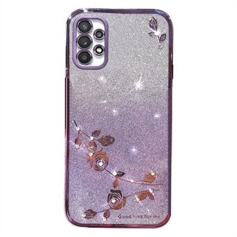 Slim-Fit telefonfodral med strassdekor för Samsung Galaxy A33 5G, Gradient Glitter Powder Flower TPU-skal