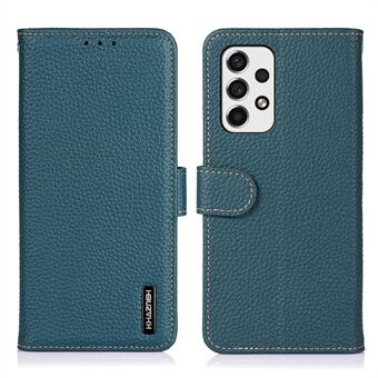 KHAZNEH Litchi Texture Telefonfodral Topplager Äkta Läder Välskyddad plånbok Magnetstängning Flip-fodral med Stand för Samsung Galaxy A53 5G