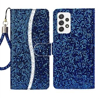 Snyggt plånboksfodral PU-läder Glittrigt pulver Handy-rem Scratch mobiltelefonfodral för Samsung Galaxy A53 5G