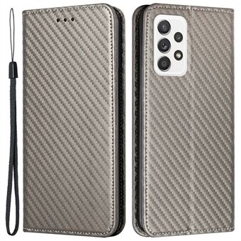 För Samsung Galaxy A53 5G Carbon Fiber Texture Magnetisk Autoabsorberad PU-läderfodral med Stand