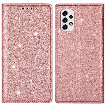 För Samsung Galaxy A53 5G Glitter Paljetter Ultratunt PU-läder + TPU-fodral Stand Korthållare Telefonskal