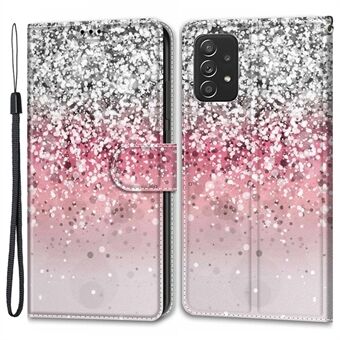 Mönsterutskrift Läder Flipfodral Korthållare Magnet Folio Stötsäkert TPU Innerhölje med Rem för Samsung Galaxy A53 5G