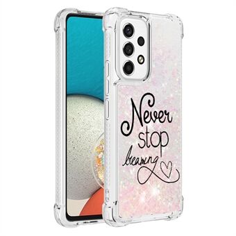 LE2-serien Quicksand Moving Glitter Stötsäkra hörn TPU-telefonfodral Mönstertryck Skyddsfodral för Samsung Galaxy A53 5G