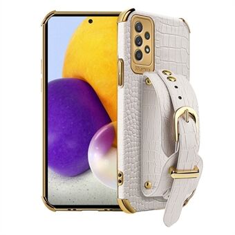 För Samsung Galaxy A53 5G Fashionabla skyddstelefonfodral Krokodiltextur Stativ Galvanisering Exakt utskärning PU-läderbelagd TPU flexibelt telefonfodral