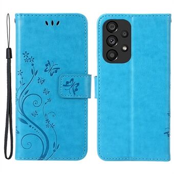 För Samsung Galaxy A53 5G PU Stand Design Telefonfodral Imprint Butterflies Wallet Shockproof Cover