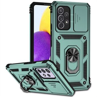 För Samsung Galaxy A53 5G PC + TPU Dual Layer Armor Telefonfodral Skjutobjektiv Skydd Kickstand Scratch skal med inbyggd roterande magnetisk metallplåt