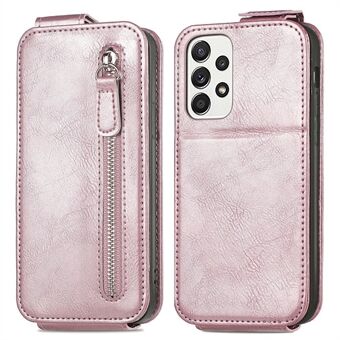 För Samsung Galaxy A53 5G PU Läder Vertikalt Flip Cover Dragkedja Stand Telefonfodral med inbyggd metallplåt