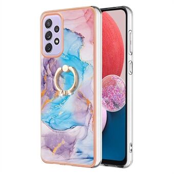 För Samsung Galaxy A53 5G YB IMD Series-6 Marble Pattern TPU Mobilfodral med Ring Kickstand IMD Bakstycke