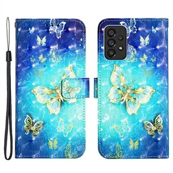 För Samsung Galaxy A53 5G YB Mönsterutskrift Läder Series-2 3D Creative Pattern Fodral Light Spot Decor PU Stand Flip Wallet Cover med rem