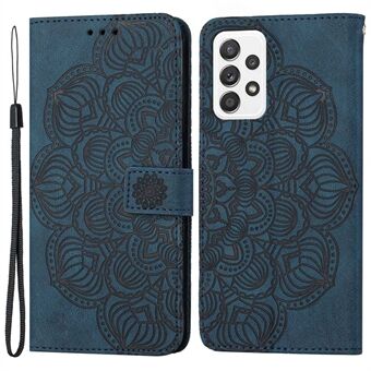 För Samsung Galaxy A53 5G Mandala Flower Imprinted PU Läder Anti- Scratch Skyddande telefonfodral med Stand