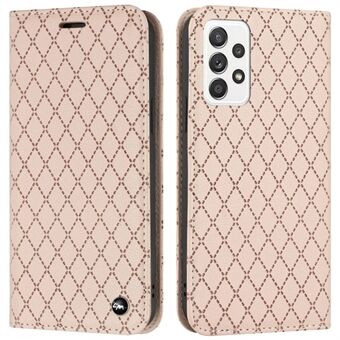 För Samsung Galaxy A53 5G Skyddsfodral Präglat Rhombus -mönster Folio Flip-fodral med plånbok Litchi Texture PU- Stand RFID-blockerande telefonfodral