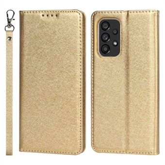 För Samsung Galaxy A53 5G Anti- Scratch Flip Plånboksfodral Stand Stötsäker PU Läder Silk Texture Mobiltelefonfodral med remskorthållare