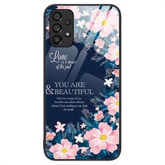 För Samsung Galaxy A53 5G Härdat glasmönster utskrift Slim Case Hård PC Mjuk TPU Anti- Scratch Cover