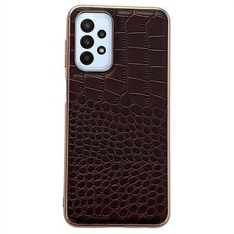 Guld Crocodile Series telefonfodral till Samsung Galaxy A53 5G, TPU+PC+fodral i äkta kohud