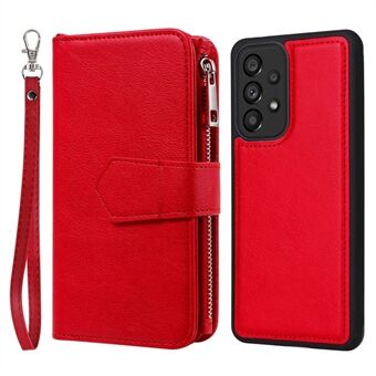 KT Multi-functional Series-4 för Samsung Galaxy A53 5G Löstagbart PU-läder Stand Fodral Zipper Pocket Telefonskydd