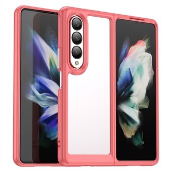 Genomskinligt telefonfodral för Samsung Galaxy Z Fold4 5G, TPU-ram Akryl bakstycke Borstad anti-fingeravtrycksskydd med oberoende knappar