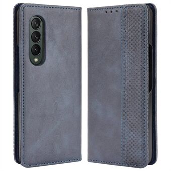 För Samsung Galaxy Z Fold4 5G Stötsäker Retro Texture Telefon Flip Läderfodral Stand Magnetisk autostängning Slitstarkt telefonfodral