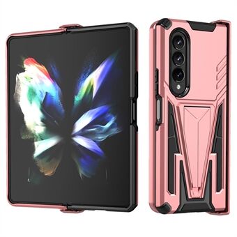 För Samsung Galaxy Z Fold4 5G PC+TPU V-formad Kickstand Design Anti- Scratch Stötsäkert telefonfodral med gångjärn