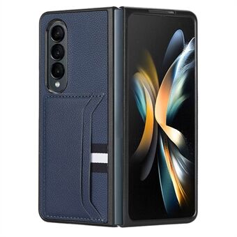 För Samsung Galaxy Z Fold4 5G Kortplats Design Litchi Texture PU Läderbeläggning PC Stötsäkert bakstycke