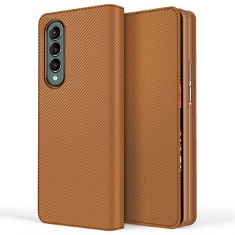 För Samsung Galaxy Z Fold4 5G Löstagbart telefonfodral Kolfiberstruktur PU-läder + PC- Stand Telefonskal