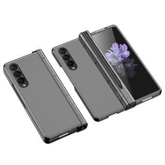 För Samsung Galaxy Z Fold4 5G telefonfodral Gummibehandlad yta hårt PC-fodral med skärmskydd i glas / pennfack