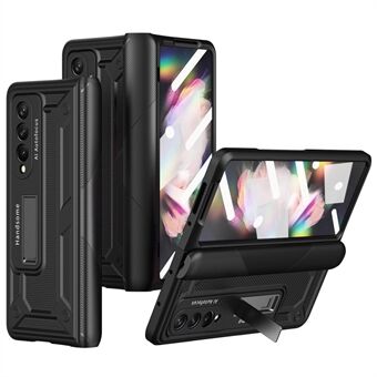 För Samsung Galaxy Z Fold4 5G Anti-dropp vikbart telefonfodral Kickstand Magnetisk gångjärn Smartphone skal med härdat glas skärmskyddsfilm