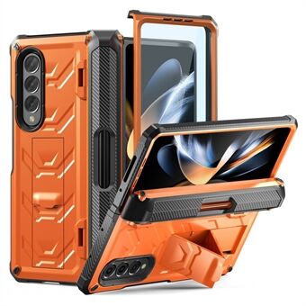 För Samsung Galaxy Z Fold4 5G SM-F936B Rugged Series Kickstand Stötsäkert telefonfodral TPU + PC Hybridskydd med pennhållare gångjärn