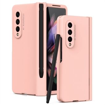 För Samsung Galaxy Z Fold4 5G Pen Slot Gångjärn Hårt PC-fodral Precise Cutout Linsskydd Telefonfodral med Stylus Pen/Härdat glasfilm