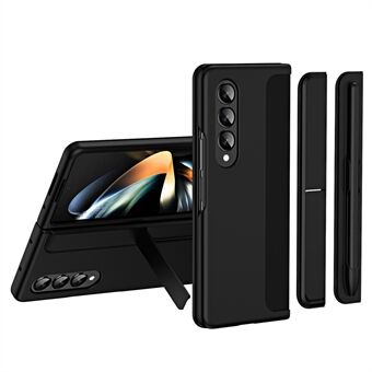 För Samsung Galaxy Z Fold4 5G Gummerat hårt PC-vikbart skal Osynligt Kickstand Anti- Scratch -skyddande telefonfodral med penna/pennhållare