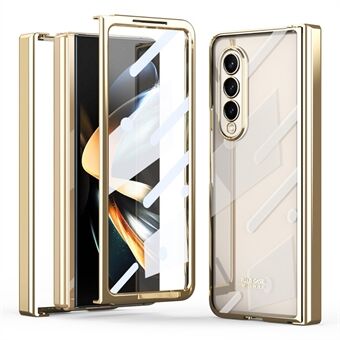 För Samsung Galaxy Z Fold4 5G Elektroplering, högt genomskinligt, vikbart telefonfodral med härdat glasfilm