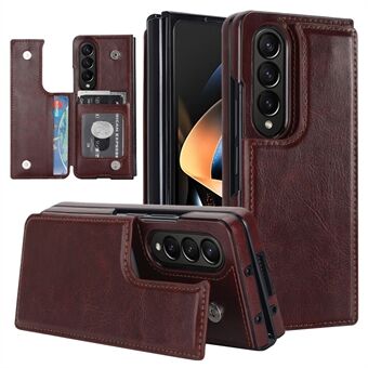 ZD018 Korthållare Telefonfodral för Samsung Galaxy Z Fold4 5G , PU Läder+PC Kickstand dubbelt magnetiskt låsskydd