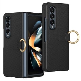 GKK för Samsung Galaxy Z Fold4 5G Slim telefonfodral med ruttryck PU + PC telefonväska med ringfingerhållare.