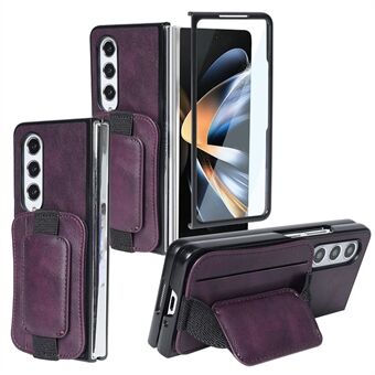 För Samsung Galaxy Z Fold4 5G-fodral PU-läder + PC Korthållare Ställbart telefonfodral.