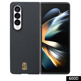 För Samsung Galaxy Z Fold4 5G-skal Aramid Fiber 600D Fine Texture Smartphone Cover (Stort bakre linshål) - Guld kinesiskt tecken