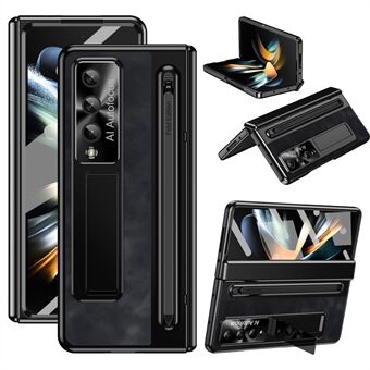 För Samsung Galaxy Z Fold4 5G Retro telefonfodral med stöd och skydd, härdat glasfilm och styluspenna.