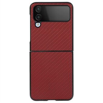 För Samsung Galaxy Z Flip4 5G Carbon Fiber Texture telefonskal PU-läderbelagd hård PC+mjukt TPU stötdämpande skal