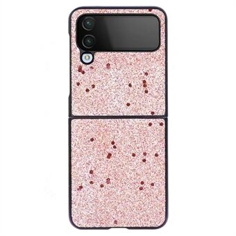 För Samsung Galaxy Z Flip4 5G Glitter Skin Protective Cover PU-läderbelagd PC Anti-halk Stötsäkert skyddande telefonfodral