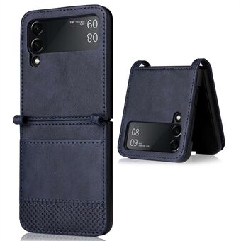 För Samsung Galaxy Z Flip4 5G Anti-fall telefonfodral Vintage textur One-Piece Design PU-läderbelagd PC-telefonfodral Skal med kortplats