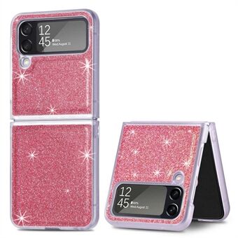 För Samsung Galaxy Z Flip4 5G Anti-drop glitter paljetter telefonfodral PU läderbelagd PC hårt mobiltelefonfodral