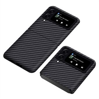 För Samsung Galaxy Z Flip4 5G Carbon Fiber Texture Aramid Fiber Back Case Anti-drop Ultra Slim Phone Cover