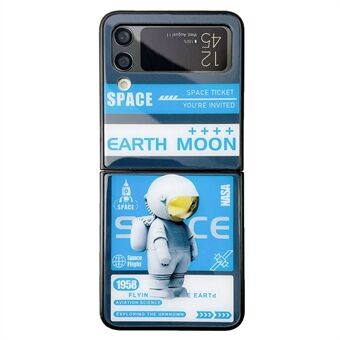 För Samsung Galaxy Z Flip4 5G Glas+PC Vikbart telefonfodral Astronautmönster mobiltelefonskal