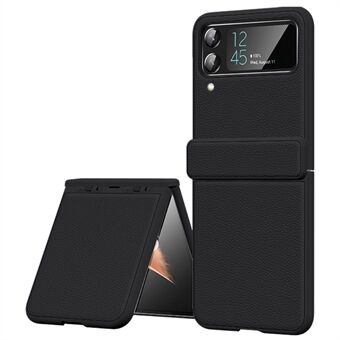 För Samsung Galaxy Z Flip4 5G Kohud Läder+PC telefonfodral Litchi Texture Stötsäkert skal