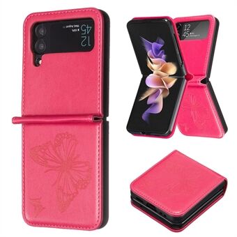 För Samsung Galaxy Z Flip4 5G Imprinted Butterfly Phone Case PU Läder + PC Slim Fit Cover