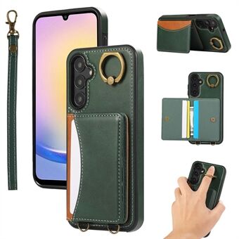 För Samsung Galaxy A14 5G / A14 4G PU-läderfodral med kortfack, kickstand-telefonfodral med handledsrem