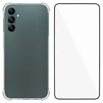 WANLONFENG WL-serien för Samsung Galaxy A14 4G / 5G fodral 2.0mm klar TPU-överdrag med härdat glasfilm (stor objektivhål)