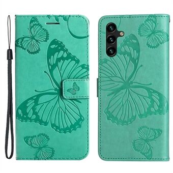 KT Imprinting Flower Series-2 för Samsung Galaxy A14 5G Anti- Scratch PU-läder telefonfodral Tryckt fjärilsmönster Magnetlås Stand Plånboksfodral